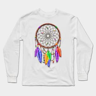 Dreamcatcher Rainbow Feathers Long Sleeve T-Shirt